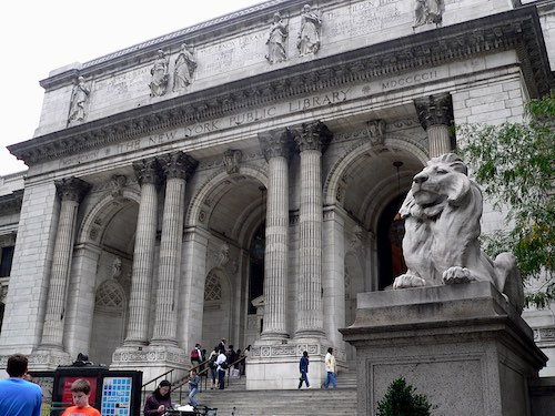 Front steps of the New York Public Library.