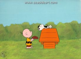 Snoopy and Charlie Brown animation cel