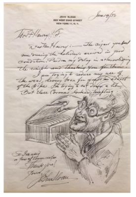 Letter with drawing - John Sloan