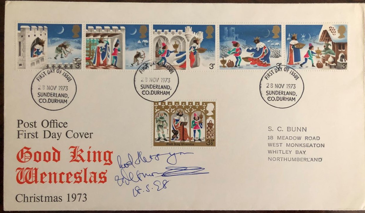 envelope with stamps and autograph