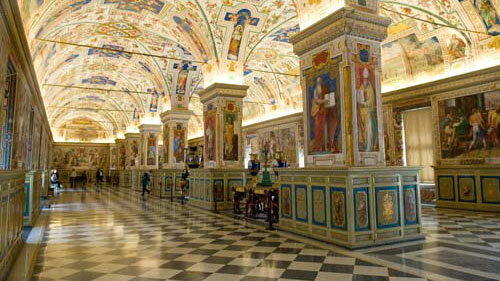The Sistine Hall of the Vatican Library interior.